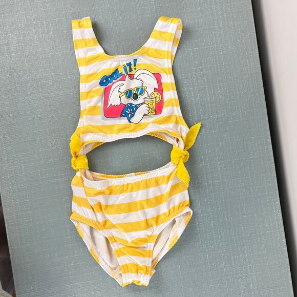 Vintage Carter's Yellow Striped Cool It! Koala Bathing Suit 5T USA - Picture 11 of 11